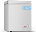 TABU 7.0 Cubic Feet Chest Freezer, Compact Freestanding Deep Freezer with 7 Level Adjustable Thermostat & Removable Basket,Top Opening, Low Noise(White, 7.0 Cu.Ft.)