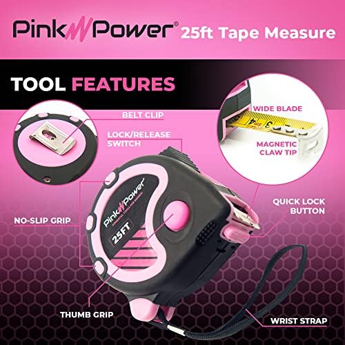 Pink Power 25ft Pink Tape Measure - Image 2