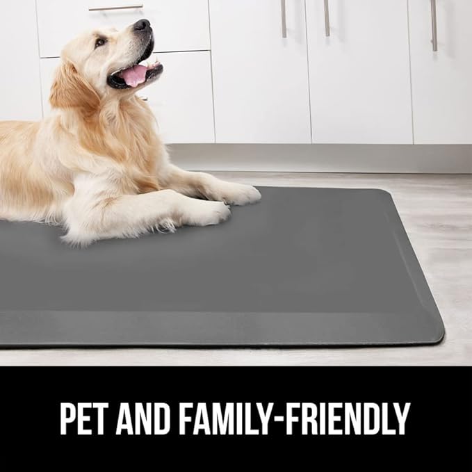 GORILLA GRIP Comfortable Cushioned Kitchen Mats for Floor, Waterproof and Stain Resistant Soft Top, 3/4 Inch Thick Ergonomic Standing Desk Anti Fatigue Mat, Foam Supports Ankles and Feet, 17x24, Grey