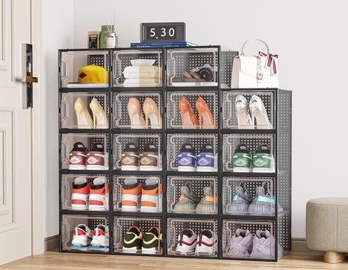 HOMIDEC XL Clear Shoe Storage Boxes, Stackable Shoe Organizer - Image 6