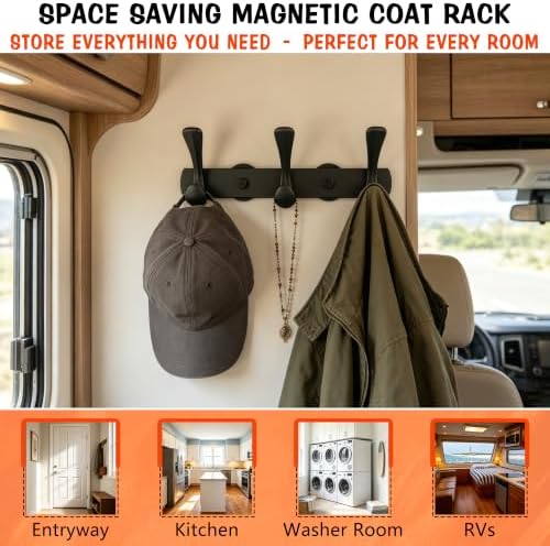 ULIBERMAGNET Strong Magnetic Double Hooks Rack, Heavy Duty Coat Magnetic Rack - Image 6