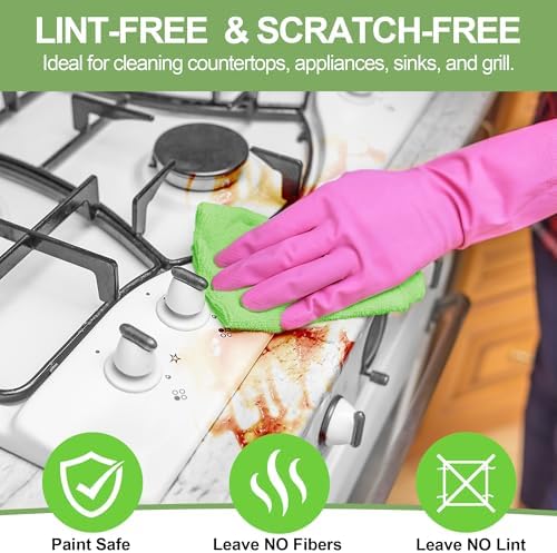 Microfiber Cleaning Cloth, 12 Pack Green Cleaning Rags, Reusable Microfiber - Image 5