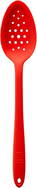 GIR: Get It Right Silicone Spoon, High Heat Resistant Kitchen Tool - Non toxic cooking utensils for Nonstick Cookware, Cooking, Baking and Mixing, Perforated - 13IN, Red