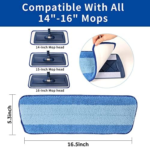 16.5" Microfiber Mop Pads Refills, 3 Pack Reusable Replacement Heads - Image 3