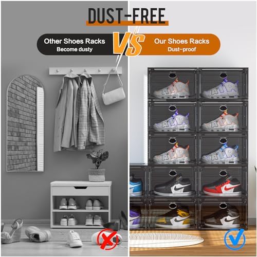 KEFA XL Shoe Storage Box Organizer, 8 Pack Shoe Boxes Clear Plastic Stackable - Image 5
