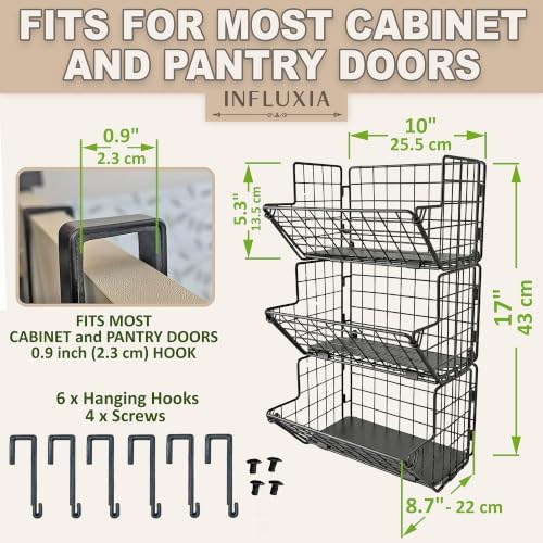 3-Tier Fruit Basket for Kitchen, 2-in-1 Countertop & Over Cabinet Door Hanging - Image 3