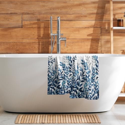 Blue Eucalyptus Hand Towels Set of 2 Spring Summer Floral Watercolor Leaves - Image 7