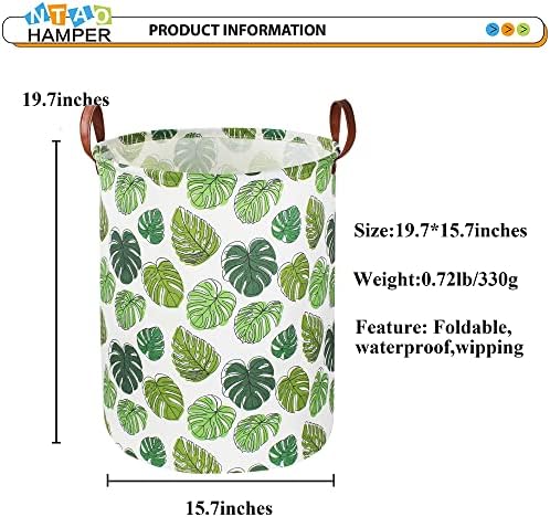 NTAOHAMPER Round Green Laundry Hamper, Jungle Themed Nursery Decor, Tropical - Image 6