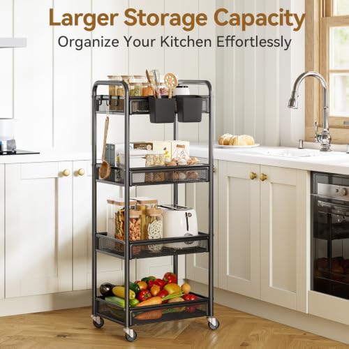 YASONIC 4 Tier Rolling Cart – Rolling Storage Cart - Image 6