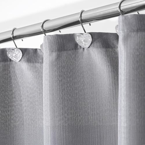 Clear Bling Shower Curtain Hooks: Cute Heart Bathroom Curtain Rings - Image 5