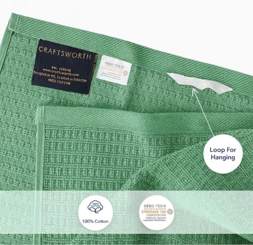 CRAFTSWORTH Cotton Kitchen Towels15 x 26" Solid Sage Kitchen Hand Towels - Image 4