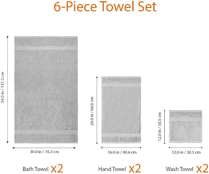 Amazon Basics 6-Piece Fade-Resistant 100% Cotton Towel Set - Image 6