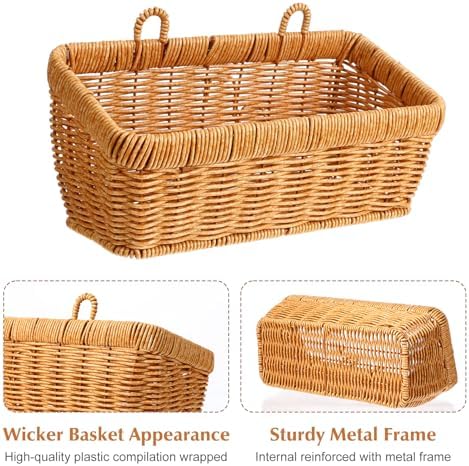 2 Pcs Wall Hanging Basket Wall Mount Pantry Fruit Basket Boho Style Decor - Image 4