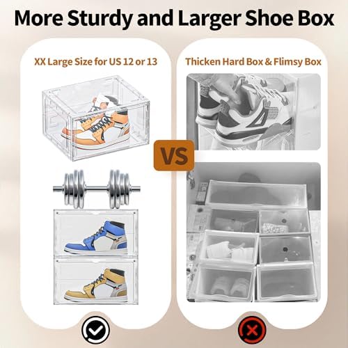 6 Pack Hard Plastic Clear Shoe Storage Organizer Boxes - Image 6