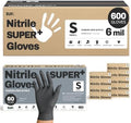 SUPER+ Black Nitrile Gloves HEAVY DUTY 6 Mil Disposable Chemical Resistant by Super