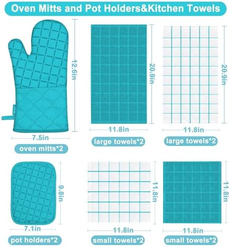 Oven Mitts Kitchen Towels and Dishcloths Pot Holders Sets, Oven Gloves Kitchen - Image 2