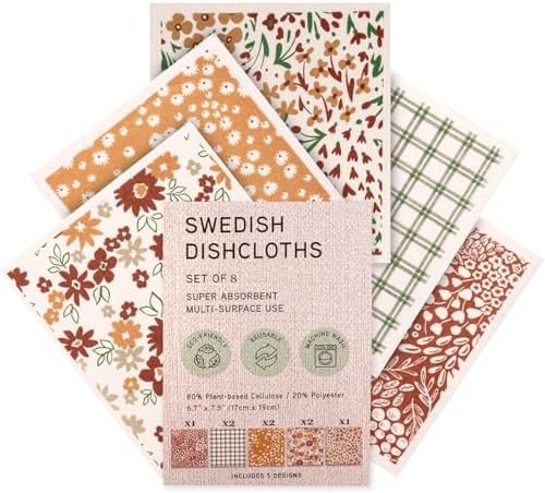 Swedish Dishcloths, 6.7x7.5 Inch, Super Absorbent, Machine Washable by MosJos