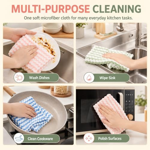 10PACK Kitchen Cleaning Cloths, Microfiber Dish Cloths: All-Purpose - Image 6