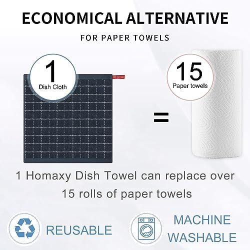 Homaxy 100% Cotton Terry Kitchen Dish Cloths, 7 Pack, Dark Grey - Image 7