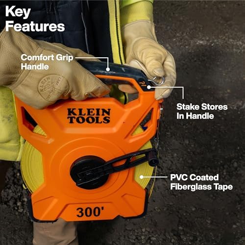 Klein Tools 94300RT 300-Foot Open Reel Tape Measure, PVC-Coated Fiberglass Tape - Image 2