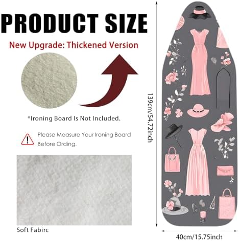 Nuxovilar Pink Fashion Cotton Ironing Board Cover 15x54 Fabric - Image 3