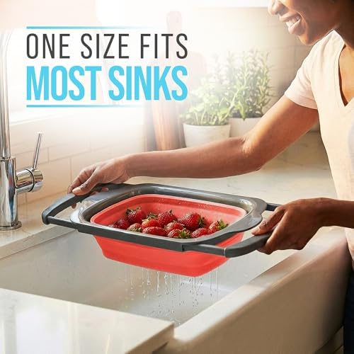 Comfify Coral XL Collapsible Silicone Over Sink Colander – 6 Quart - Image 6