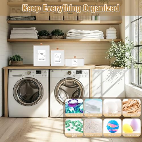 Vesici 3 Pcs Metal Laundry Pod Container 2 Pcs Scoops Dryer Sheet Holder - Image 4