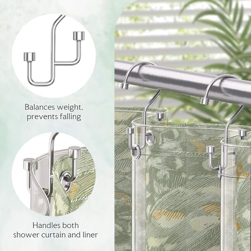Bathway 12-Pack Double Shower Curtain Hooks, Rust-Resistant Metal Shower - Image 6