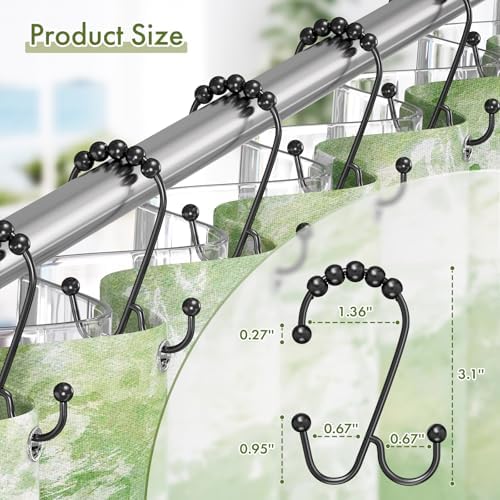 Bathway Black Shower Curtain Hooks Rings, Double Shower Hooks - Image 6