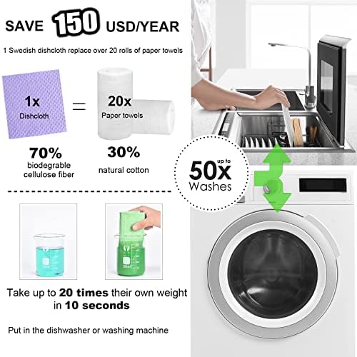 Swedish Dish Cloths 10 Pack for Kitchen Washing Dishes - Image 4