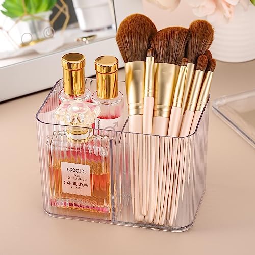 Tbestmax Qtip Holder Dispenser 3-Section Clear Bathroom Organizer Jar 3 Grids - Image 5