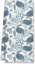 Coral Sea Turtle Coastal Kitchen Towels, 16x24 Inches by HUGANE