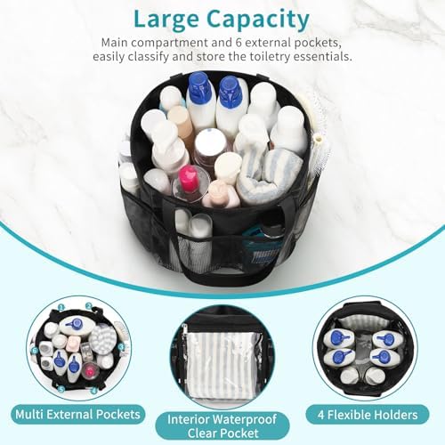 Mesh Shower Caddy Portable for College Dorm Room Essentials, Hanging Shower - Image 2