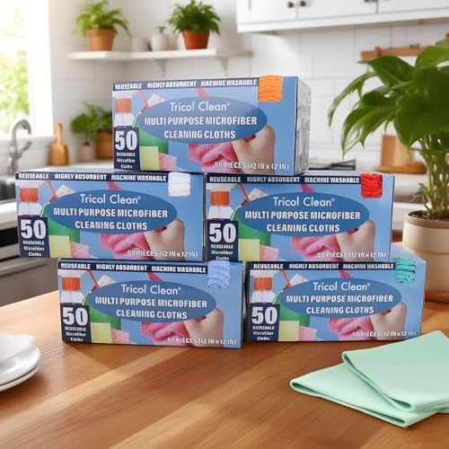 Tricol Clean 50PK Profesional Resuable Lint Free Microfiber Edgeless Cleaning - Image 7