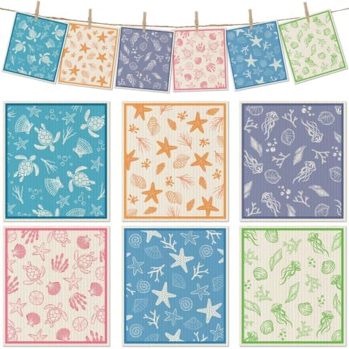 6 Pcs Swedish Paper Cloths for Kitchen, Reusable Paper Towels Washable by Revahope