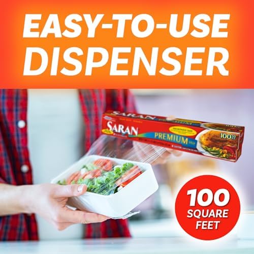 Saran Premium Plastic Wrap, Food Storage, Easy Dispense, 100 Sq Ft Roll - Image 7