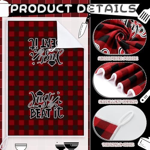 Bencailor 6 Pcs Red Black Plaid Kitchen Towels Decorative Sets Dish Towels - Image 5