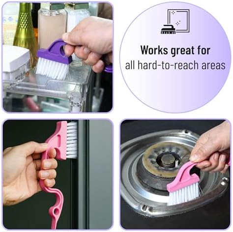 Slick- Window Track Cleaning Brush, 4 Pack, Ergonomic Handle, Built-in Scraper - Image 6