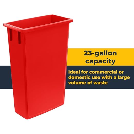 3 pack 23 Gallon Waste Bin with Swing Lid, Heavy-Duty Trash Can, Slim Rectangular Garbage Bin, Durable Waste Container, Recycling Bin, Plastic Wastebasket for Kitchen, Garage, Restaurants, Office