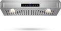 30" Under Cabinet Range Hood,1200CFM Vent Hood with Powerful Suction,4-Speed Exhaust Fan,Stainless Steel Ducted Kitchen Exhaust Hood with Led Lights,Smart Touch Panel, 15S-E30