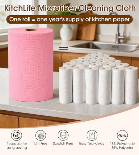 Microfiber Cleaning Cloth Roll, 100 Pack 12 x 12 Inch Tear Away Reusable Paper - Image 4