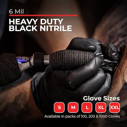 London Labs Heavy Duty 6 Mil Black Nitrile Gloves - Image 4