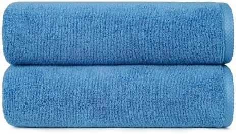 Amazon Basics 2-Piece Quick-Dry Oversize Bath Towel, 100% Cotton, Lake Blue by AmazonBasics