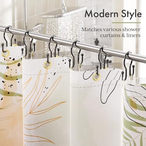 Bathway Shower Curtain Hooks Black, Double Hook Shower Curtain Hooks Rust Proof - Image 6