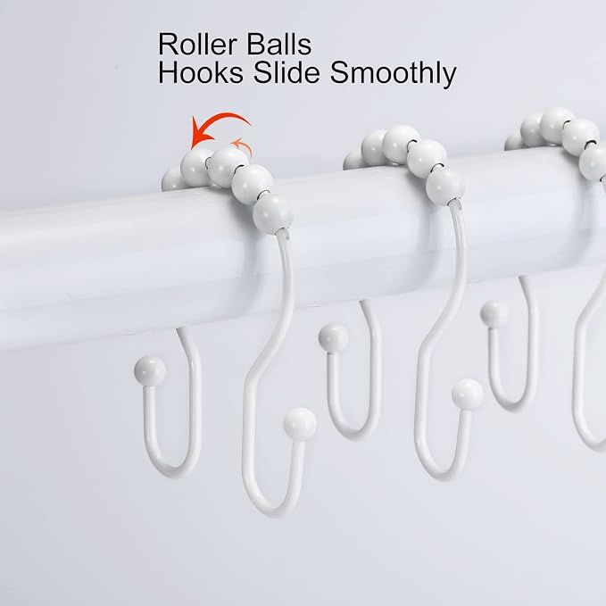 Shower Curtain Hooks, Stainless Steel Shower Curtain Hangers, Double Hook - Image 5