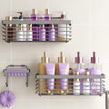 Shower Caddy Adhesive 3 Pack Stainless Steel Storage Organizers-Grey by ODesign