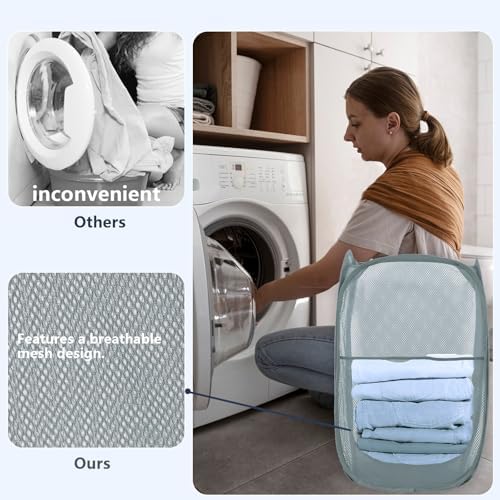 Pop Up Laundry Hamper, Mesh Laundry Basket Collapsible, Foldable Hamper - Image 5
