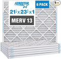 Aerostar 21 1/2x23 3/8x1 MERV 13 Pleated Air Filter, AC Furnace Air Filter, 6 Pack (Actual Size: 21 1/2" x 23 3/8" x 3/4")