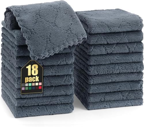 Homaxy 18 Pack Super Soft Absorbent Dish Cloths, Dark Grey by Homaxy