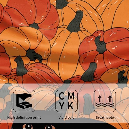 Fall Black Cat Pumpkins Bathroom Towels Set Autumn Leaves Hand Towels - Image 3